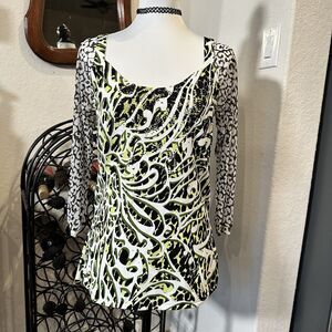Alberto Makali top women Large animal print sheer embellished Funky Y2K style
